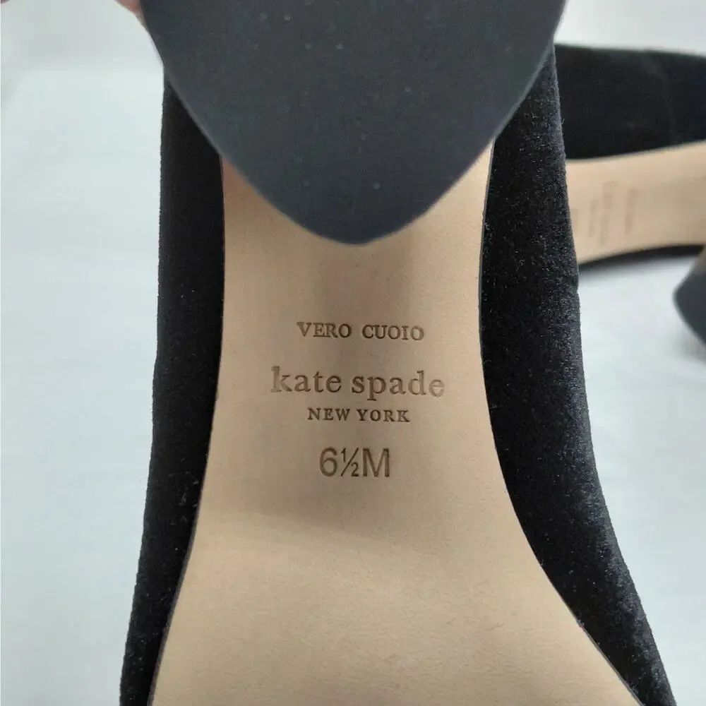 Kate Spade Pumps Womens 6.5 Black Velvet Crystal Heel Party Dress Shoes Wedding